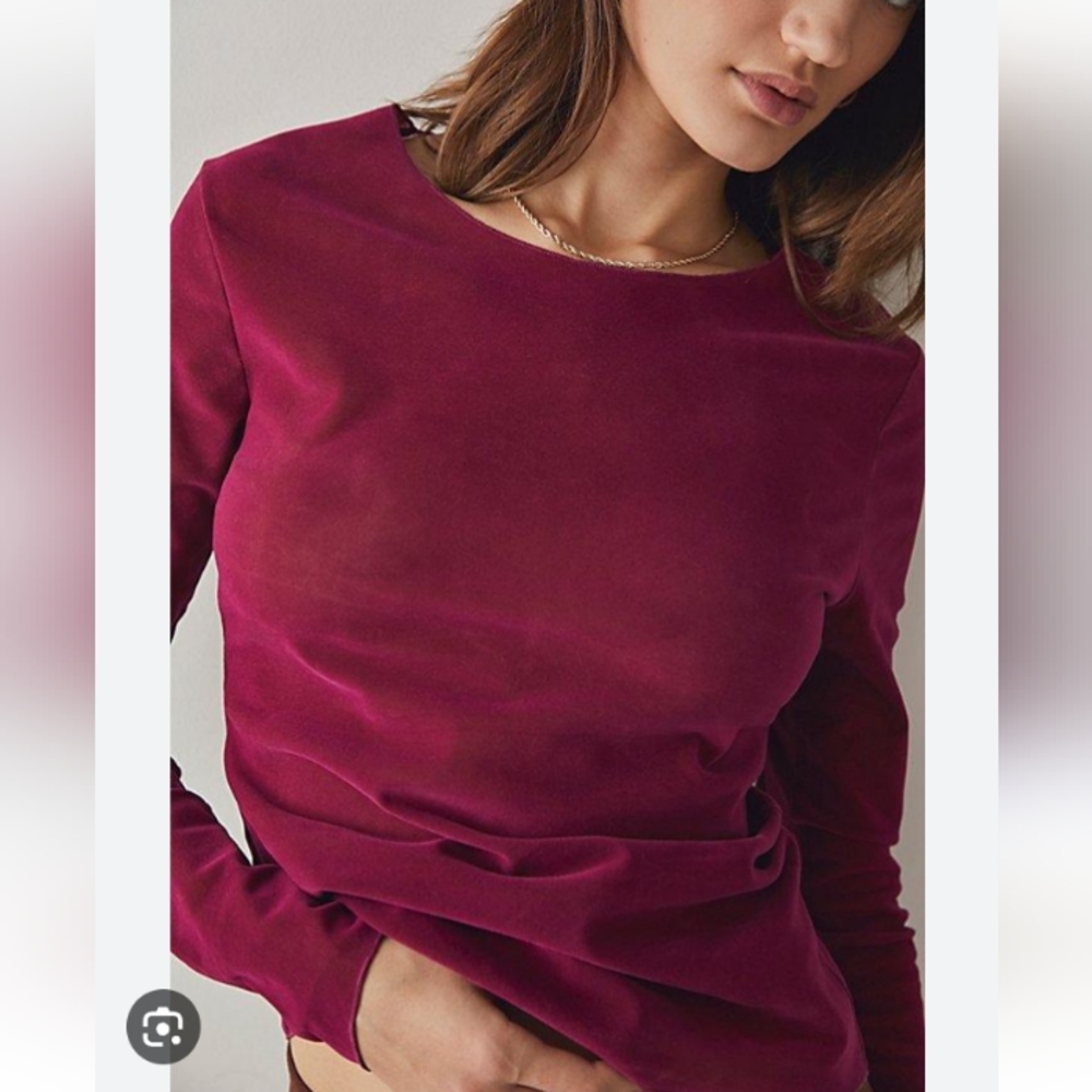 Free People Intimately, Countdown Flocked Long - Sleeve, Small, Color Red